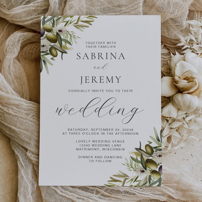 Invitación Boda Rústico de Rama de Olive de Acuarela (Subido por el creador)