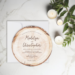 Invitación Boda Rústico de Salto de Madera de Guión