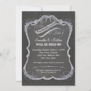 Invitación Boda Rústico de Swirl Chalkboard Typographic Leaf