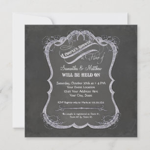 Invitación Boda Rústico de Swirl Chalkboard Typographic Leaf