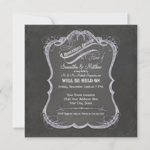 Invitación Boda Rústico de Swirl Chalkboard Typographic Leaf
