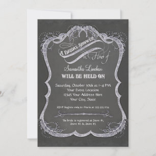 Invitación Boda Rústico de Swirl Chalkboard Typographic Leaf