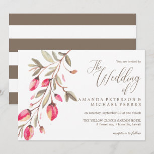 Invitación Boda rústico de tipografía en flor delgada