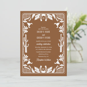 Invitación Boda Rústico de Vaquero del País Occidental Brown