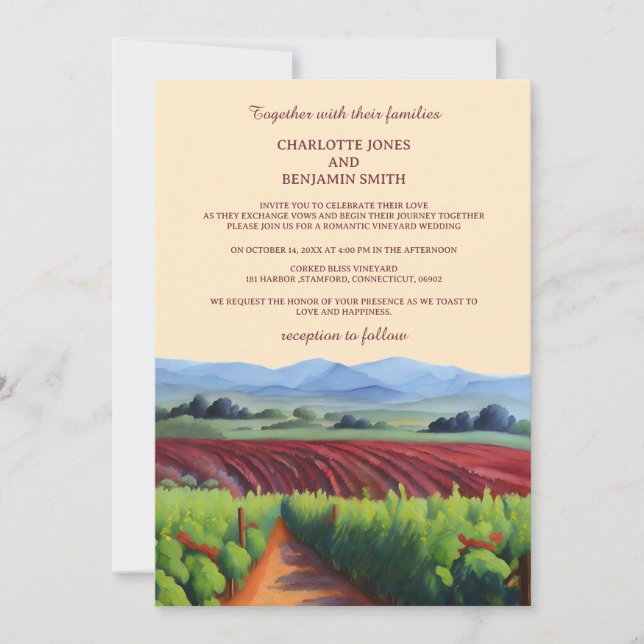 Invitación Boda Rústico de Vineyard Wine Color (Anverso)