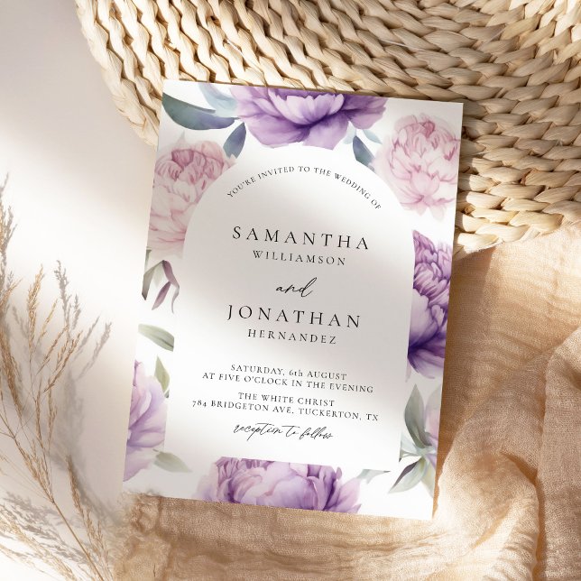 Invitación Boda Rústico del Arco Floral Púrpura Dusty (Subido por el creador)