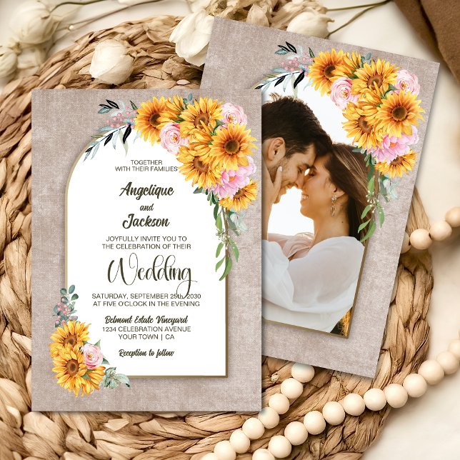 Invitación Boda Rústico del Arco Rosa de Girasol (Subido por el creador)