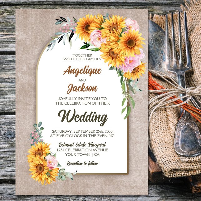 Invitación Boda Rústico del Arco Rosa de Girasol (Subido por el creador)