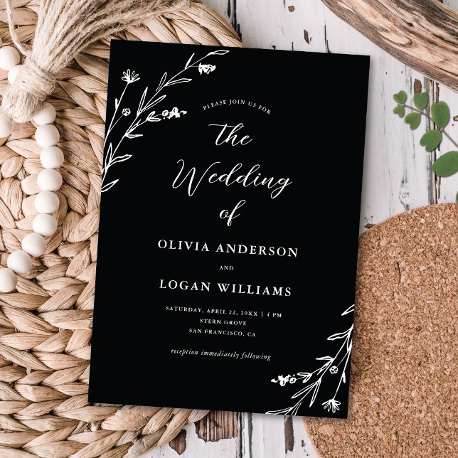 Invitación Boda Rústico del Boho de Flores Silvestres Blancas (Subido por el creador)