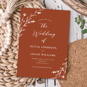 Invitación Boda Rústico del Boho de Flores Silvestres Blancas