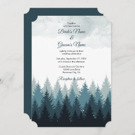 Invitación Boda Rústico del bosque acuático del árbol del pin