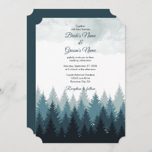 Invitación Boda Rústico del bosque acuático del árbol del pin