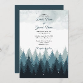 Invitación Boda Rústico del bosque acuático del árbol del pin