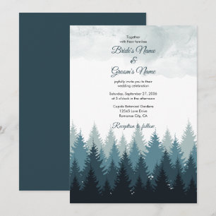 Invitación Boda Rústico del bosque acuático del árbol del pin