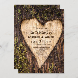 Invitación Boda Rústico del Corazón de la Barca de Madera