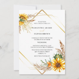Invitación Boda Rústico del girasol de color de agua