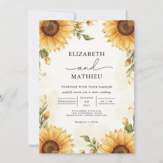 Invitación Boda Rústico del Girasol Dorado