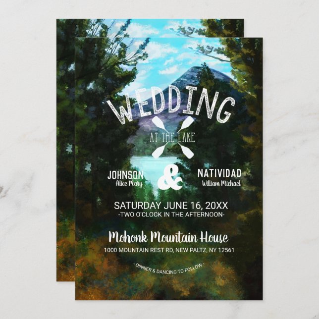 Invitación Boda Rústico del Lakeside (Anverso / Reverso)