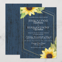 Boda Rústico del marco geométrico del girasol azul