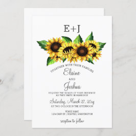 Invitación Boda Rústico del País de los girasoles de color ac