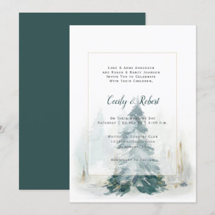 Invitación Boda Rústico del paisaje de la nieve de los pinos