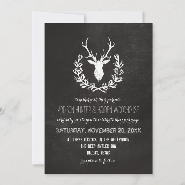 Invitación Boda Rústico del tablero de ciervos (Anverso)