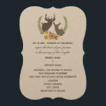 Invitación Boda Rústico del Venado - Naranja Floral<br><div class="desc">Una invitación a la boda con un ilustracion de flores y plantas naranjas y amarillas,  dispuestas alrededor de los bustos de un gallo. Personaliza el texto con detalles de tu ocasión. La redacción es de los padres de la novia.</div>