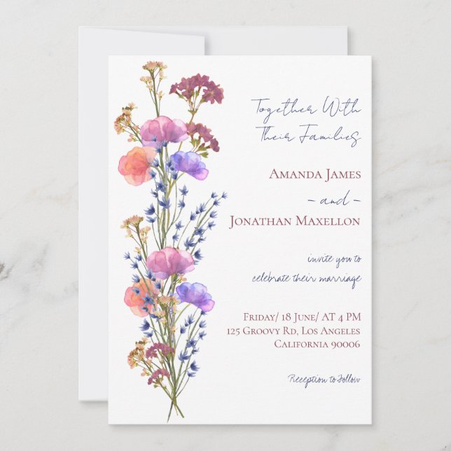 Invitación Boda Rústico Delicado De Floral Acrílico (Anverso)