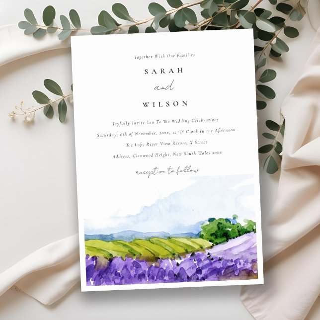 Invitación Boda Rústico Elegante de Campos de Lavanda de Acua (Subido por el creador)