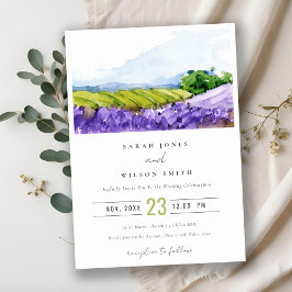 Invitación Boda Rústico Elegante de Campos de Lavanda de Acua