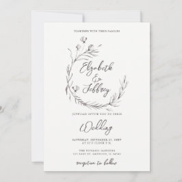 Invitación Boda Rústico Elegante De Esbozo Floral