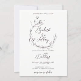 Invitación Boda Rústico Elegante De Esbozo Floral