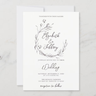 Invitación Boda Rústico Elegante De Esbozo Floral
