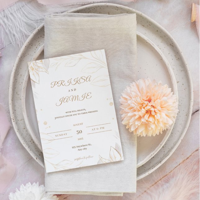 Invitación Boda rústico elegante de oro (Subido por el creador)