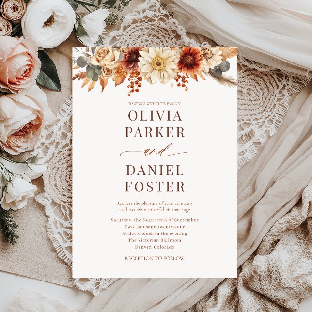 Invitación Boda Rústico Elegante Fall Floral (Subido por el creador)