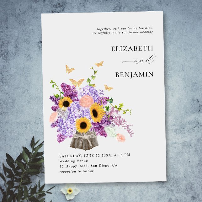 Invitación Boda Rústico Elegante Sunflowers Lush Bouquet (Subido por el creador)