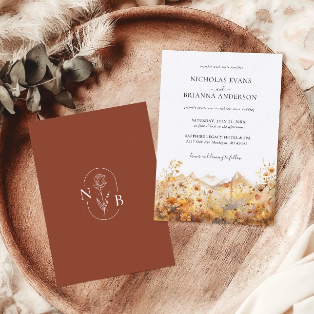 Invitación Boda Rústico Fall Terracotta Mountain (Subido por el creador)