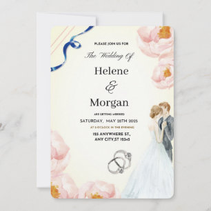 Invitación Boda Rústico Floral Crema