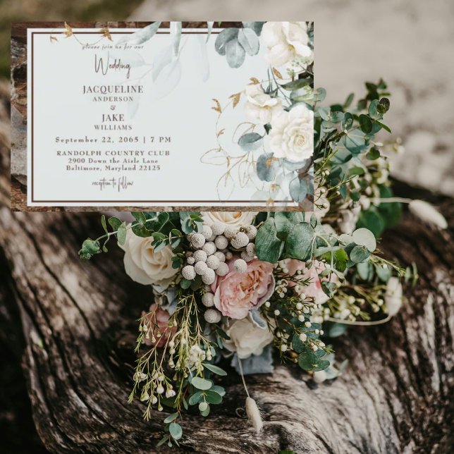 Invitación Boda Rústico Floral de Madera Clara (Subido por el creador)