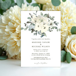 Invitación Boda Rústico Floral de marfil Watercolor