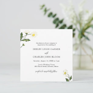 Invitación Boda Rústico Floral de margarita blanca