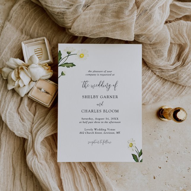Invitación Boda Rústico Floral de margarita blanca (Subido por el creador)