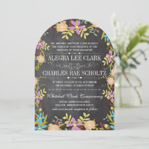 Invitación Boda Rústico Floral Greenery Chalkboard