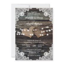 Boda Rústico Floral Lace Burlap Hearts