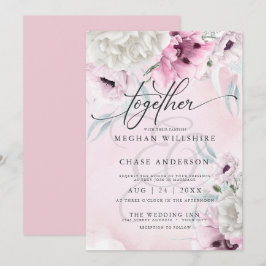 Invitación Boda Rústico Floral Rosa