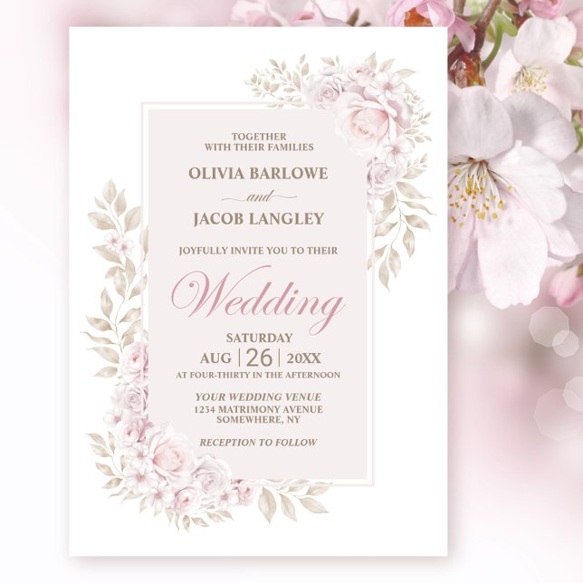 Invitación Boda Rústico Floral Rosa (Subido por el creador)