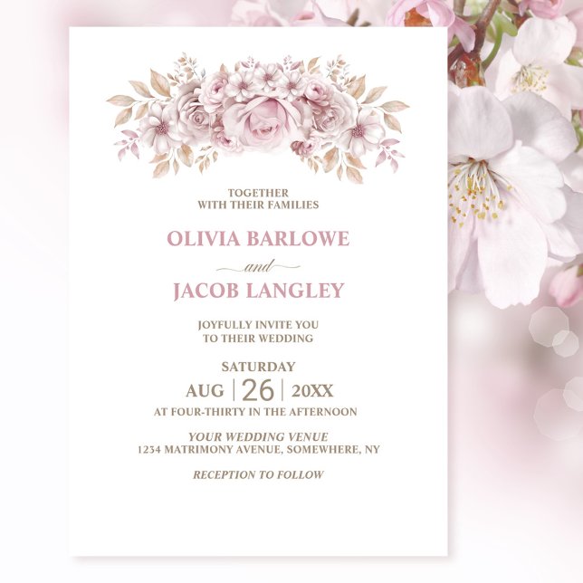 Invitación Boda Rústico Floral Rosa (Subido por el creador)