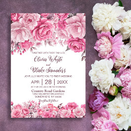 Invitación Boda Rústico Floral Rosa