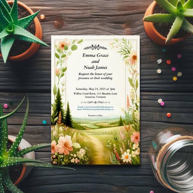 Invitación Boda rústico floral rural (Subido por el creador)