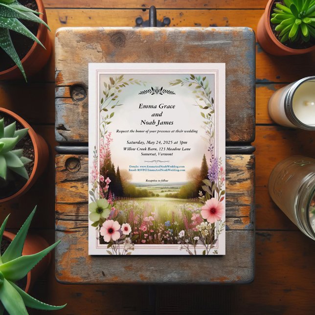 Invitación Boda rústico floral rural (Subido por el creador)